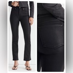 Madewell The Tall Kick Out Crop Jeans Coated Edition Black 26T NWT MSRP $148